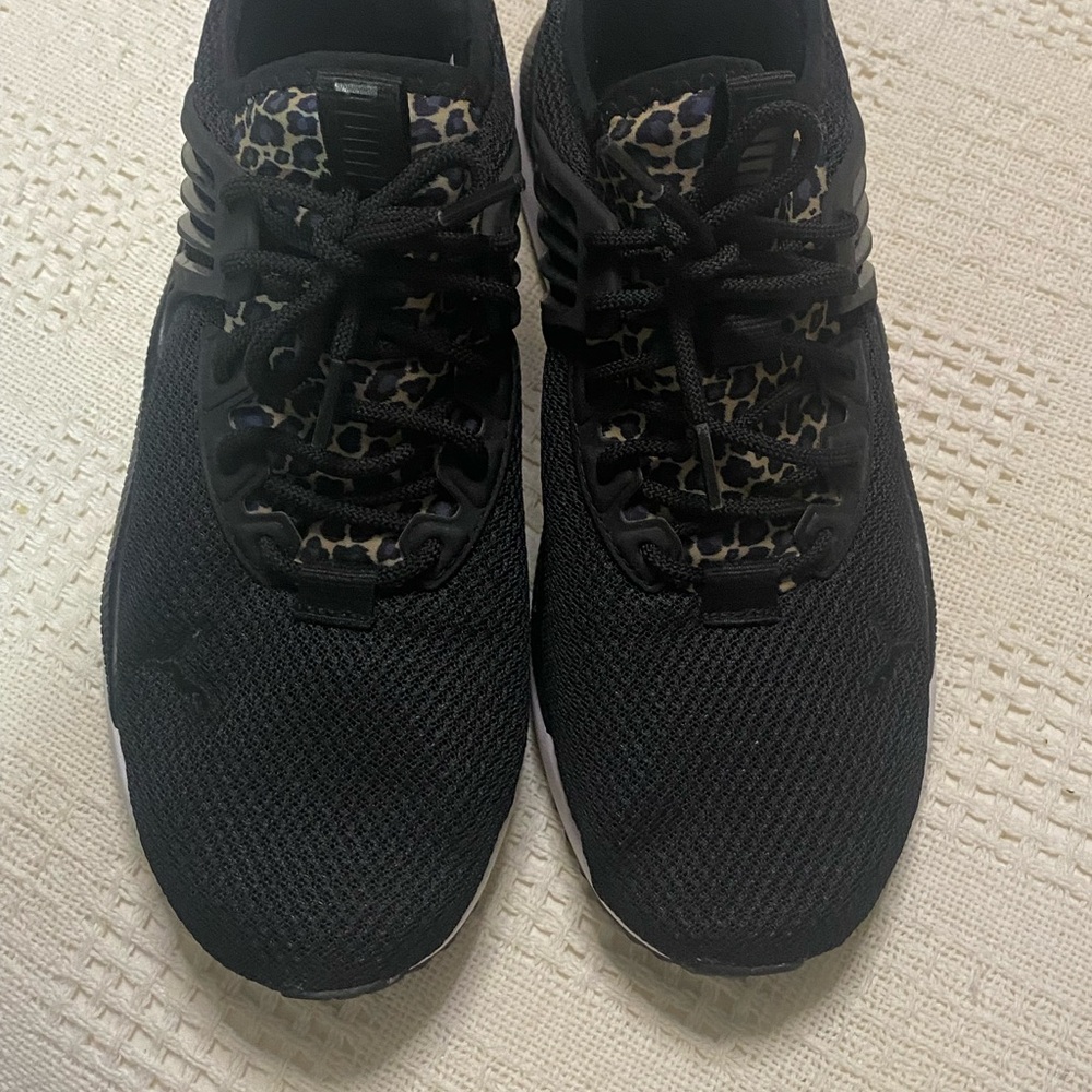 Puma Black Leopard Print Athletic Shoes